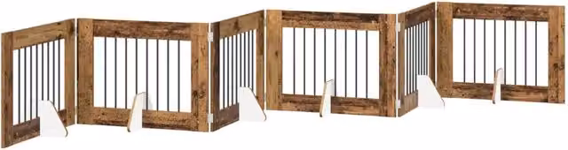 Cancello per cani con supporti 6 pz Legno antico 80 x 60 cm CFW3923827