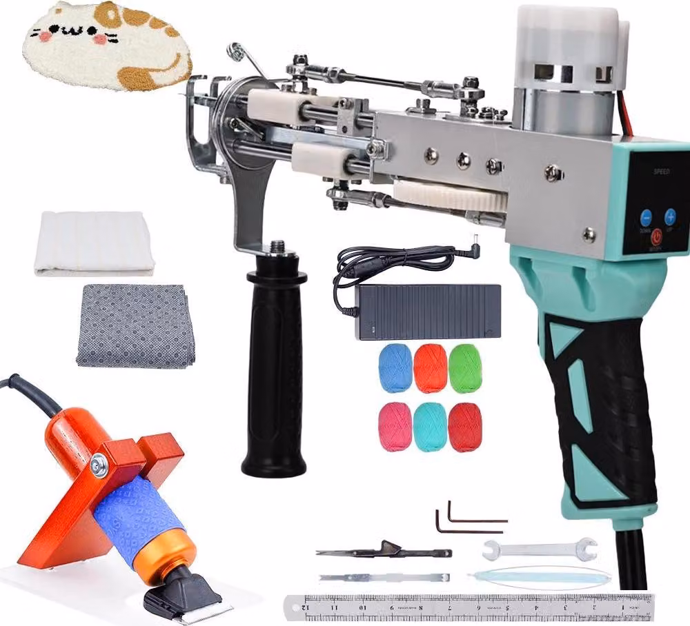 Pistola per tufting di tappeti, funzionamento ad alta velocità, compatibilità con i doppi veli, GREEN SET2