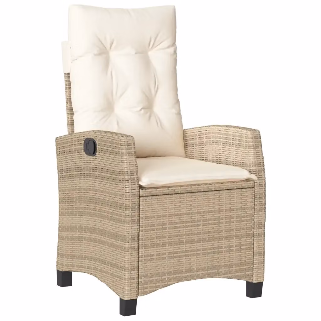 Sedia da giardino reclinabile vidaXL in rattan e metallo con cuscini beige e bianchi – 2