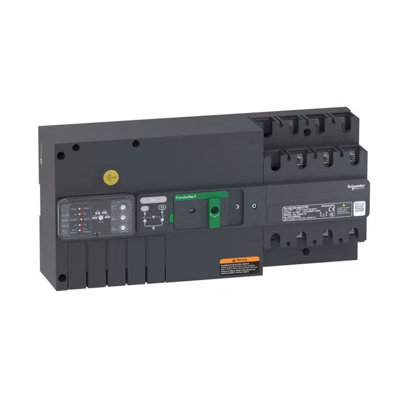 Schneider Electric TransferPacT TA160, commutatore automatico di rete 100 A, 3 poli, manopola, 400 V CA TA16D3S1004TPE