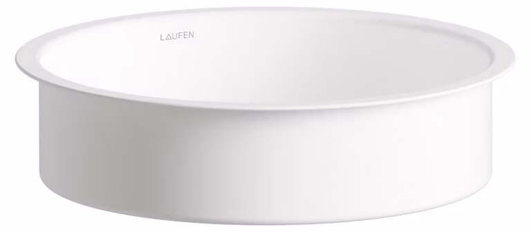 LAUFEN UNISONO Lavabo à encastrer par le bas, rond, sans trou pour robinet, sans trop-plein, 359x359x104mm, blanc brillant, H513UO20001121, H513UO20001121