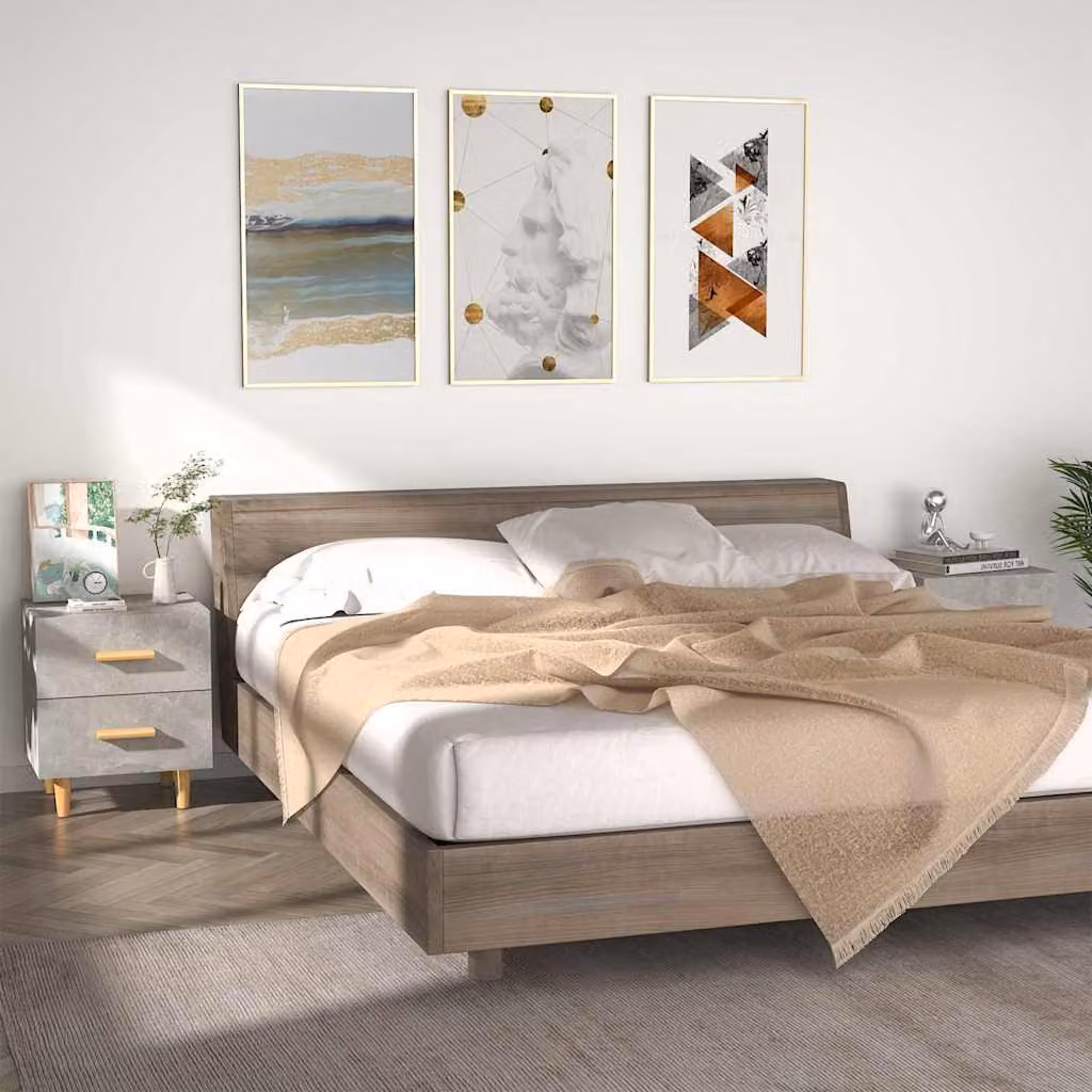 Set di 2 comodini vidaXL in stile scandinavo colore grigio cemento, L 40 cm x P 35 cm x H 47,5 cm
