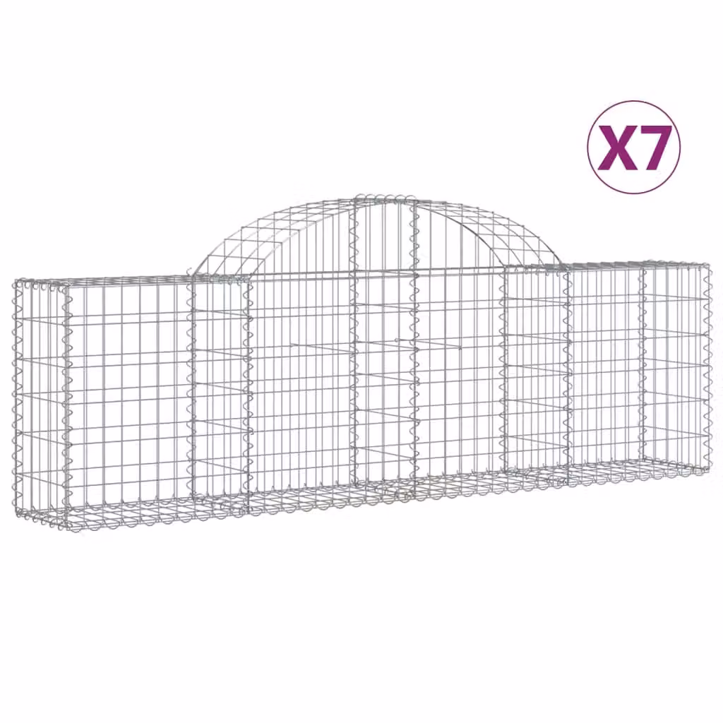 Cesti Gabbioni ad Arco 7 pz 200x30x60/80 cm Ferro Zincato