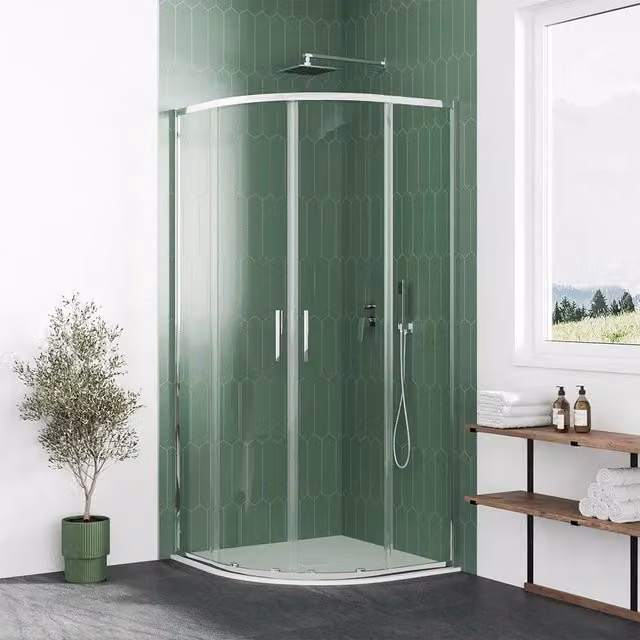 Box doccia semicircolare 90x90cm profili cromati slim vetro 6mm trasparente h190 | Portofino
