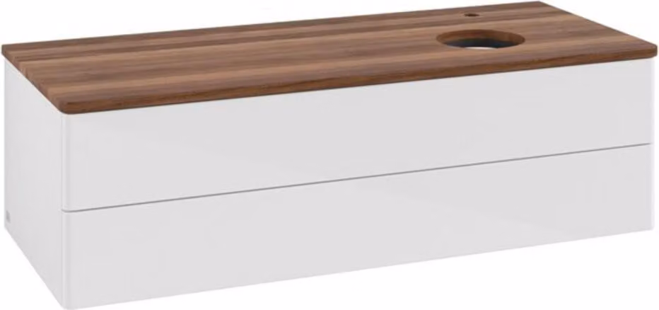 V&B Mobiletto senza struttura frontale, con illuminazione Antao 120x36x50cm, HL, WBP w. wal, glo wh. Lac