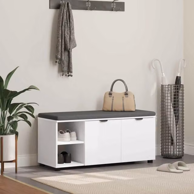 Panca per ingresso con porta scarpe vidaXL, colore bianco, L 100 x P 38 x H 46 cm – 1