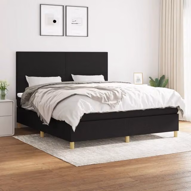 Letto Ibrido con Giroletto a Molle e Materasso vidaXL, Colore Nero e Bianco, L/P: 180 x 200 cm