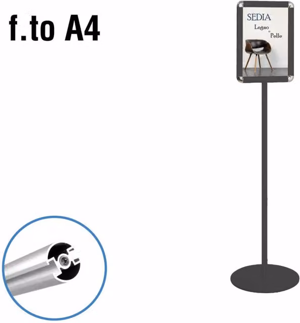 Porta Comunicazioni Bifacciale da Tavolo Top Eventi Store con Cornice A4 in Alluminio Nero e Argento