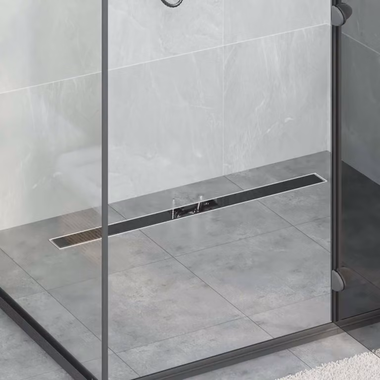 Drenaggio doccia con copertura in vetro vidaXL in acciaio inossidabile Nero 90 cm