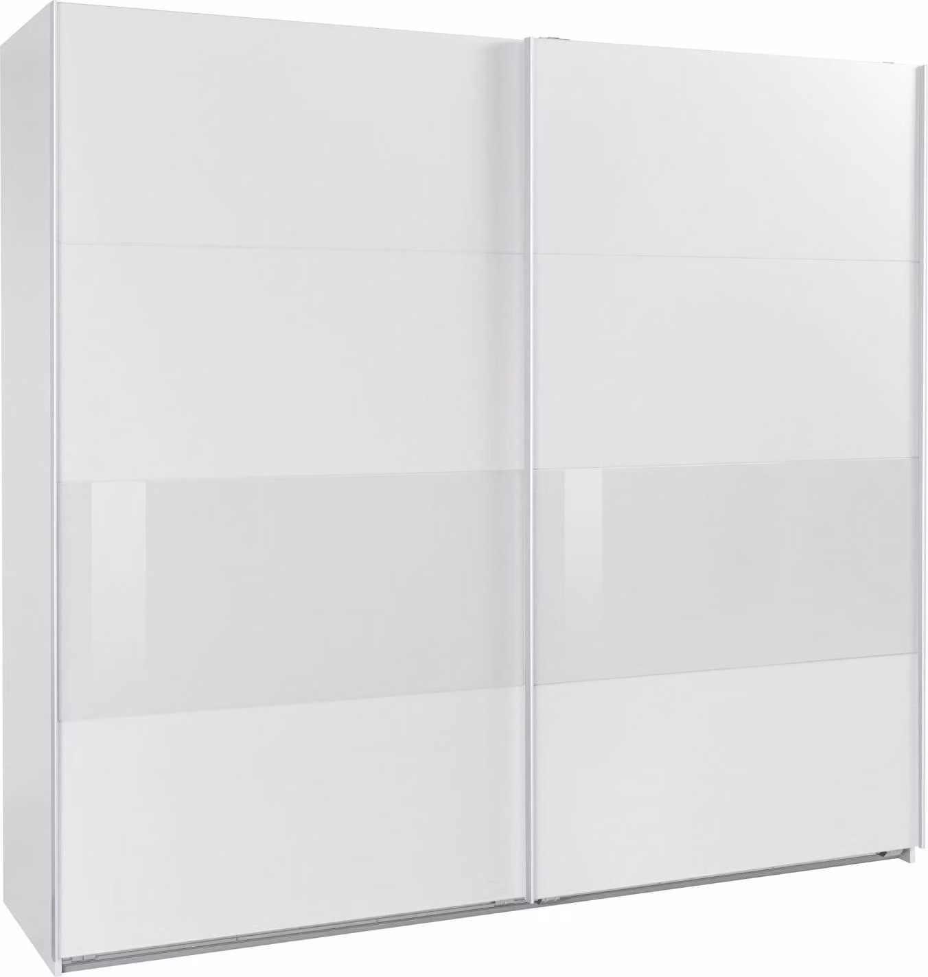 Armadio con ante scorrevoli Bramfeld Abitabile Finitura a scelta, bianco / vetro bianco, 225x64x208 cm