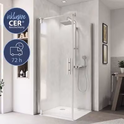 Breuer Europa Design porta a battente (cerniera sinistra) per pannello laterale alluminio effetto cromo vetro trasparente 900 mm