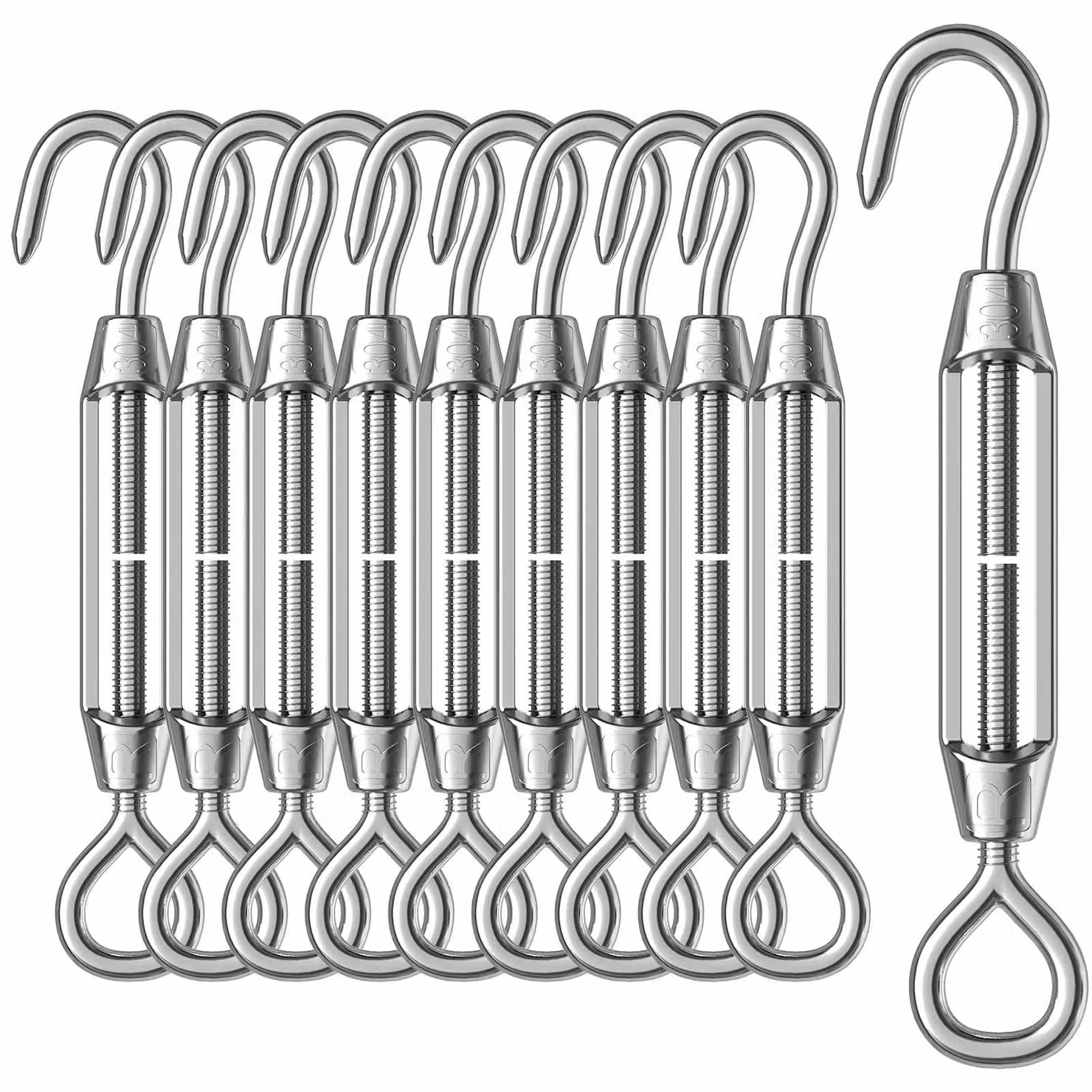 10 pezzi di tensionatori per corde, in acciaio inossidabile, con sistema di bloccaggio, per fissare fili