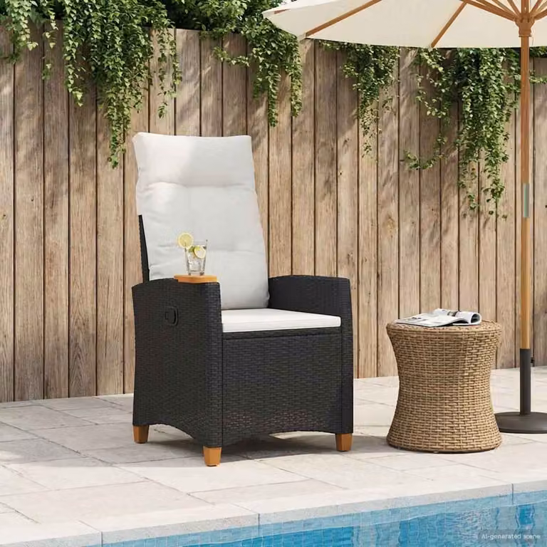 Poltrona reclinabile con tavolino vidaXL in rattan e metallo per giardino e terrazzo