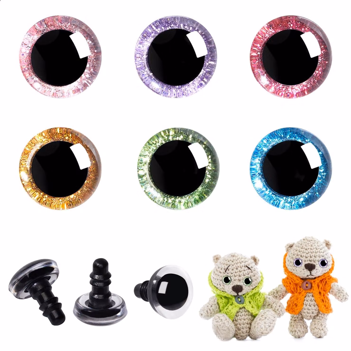 120 occhi di sicurezza in 3D, diametro 20 mm, ideali per amigurumi, lavori di artigianato e uncinetto