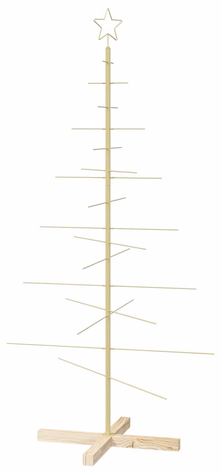 Albero di Natale in metallo con supporto, modello KUOPIO, 150 cm, acciaio dorato
