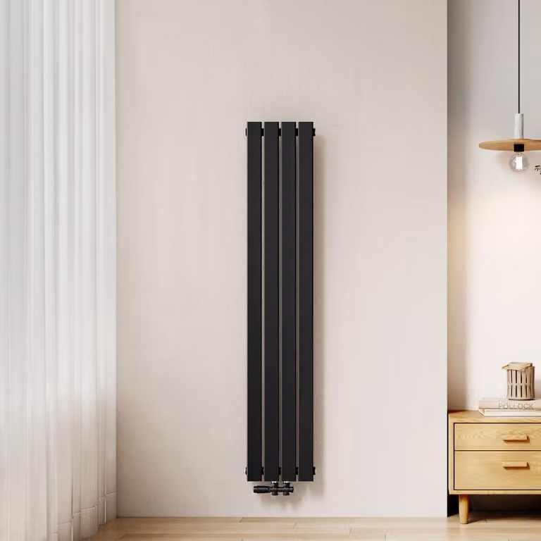 Radiatore EMKE, modello a pannello, piatto, 160 x 30,4 cm, a singolo strato, potenza 501 W, colore nero
