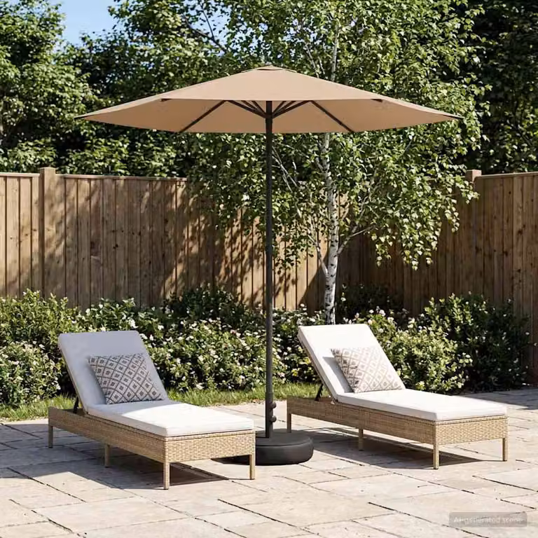 vidaXL Parasole da Giardino con Base Rettangolare in Acciaio e Poliestere, Beige o Grigio, 2,3 x 2,3 m
