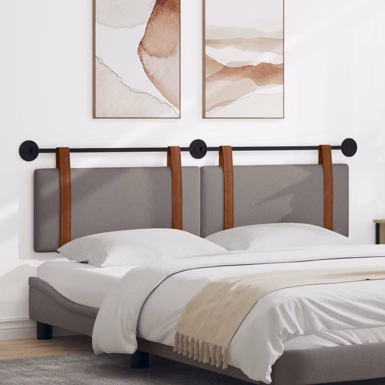 Testiera sospesa vidaXL in similpelle beige o grigia con pannello imbottito per camera da letto, L: 190 cm, H: 55 cm, P: 7,97 cm