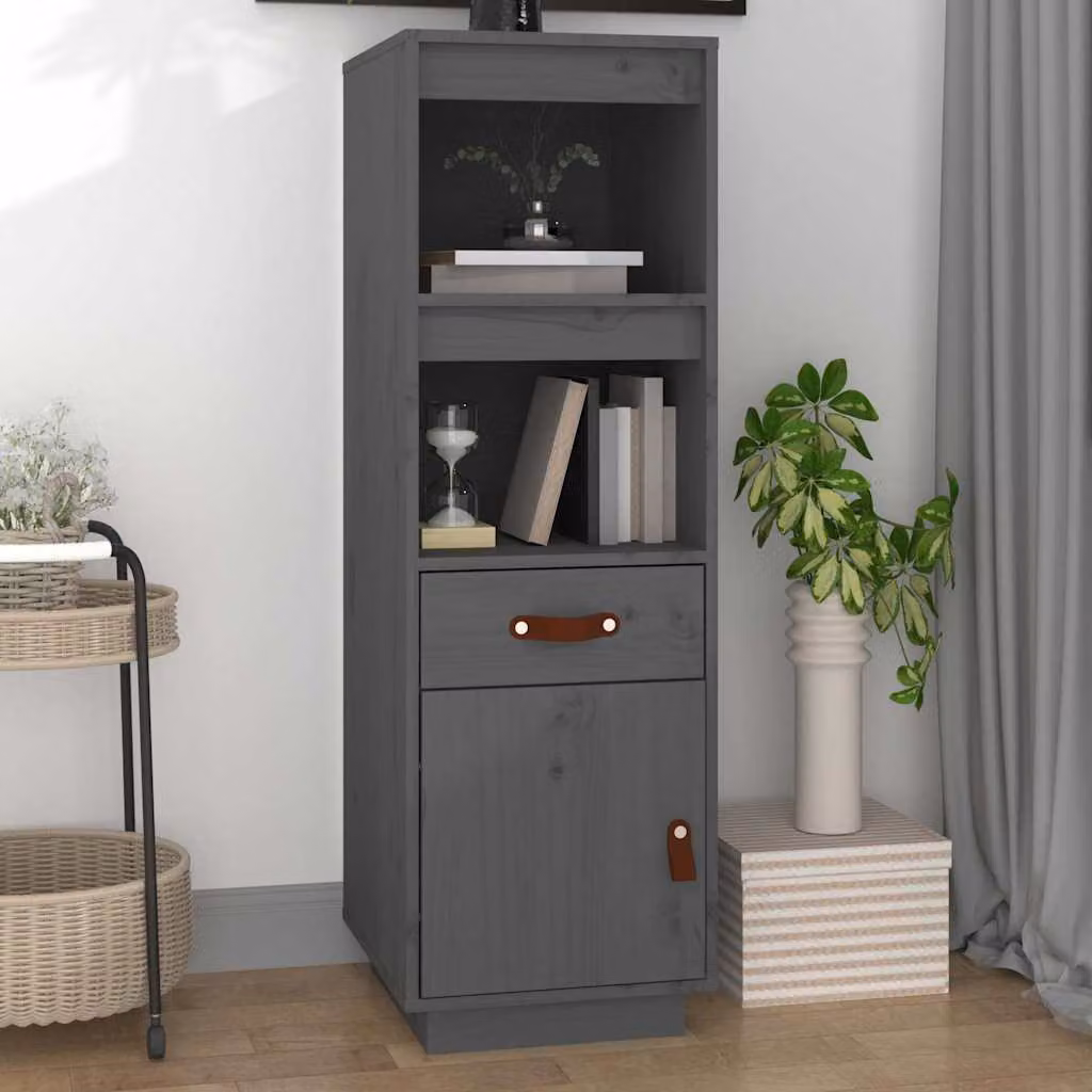 Credenza vidaXL in legno massello di pino grigio stile rustico L/P/H: 34 x 40 x 108,5 cm