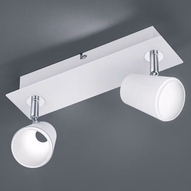 Trio Lighting Faretto LED cromato bianco Narcos 2 luci, Bianco / Opale, Soggiorno / Sala da pranzo, Metallo, Moderno