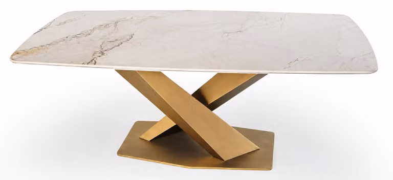 Tavolo da cucina moderno, finitura oro e bianco, aspetto marmo, lussuoso ed elegante, nuovo