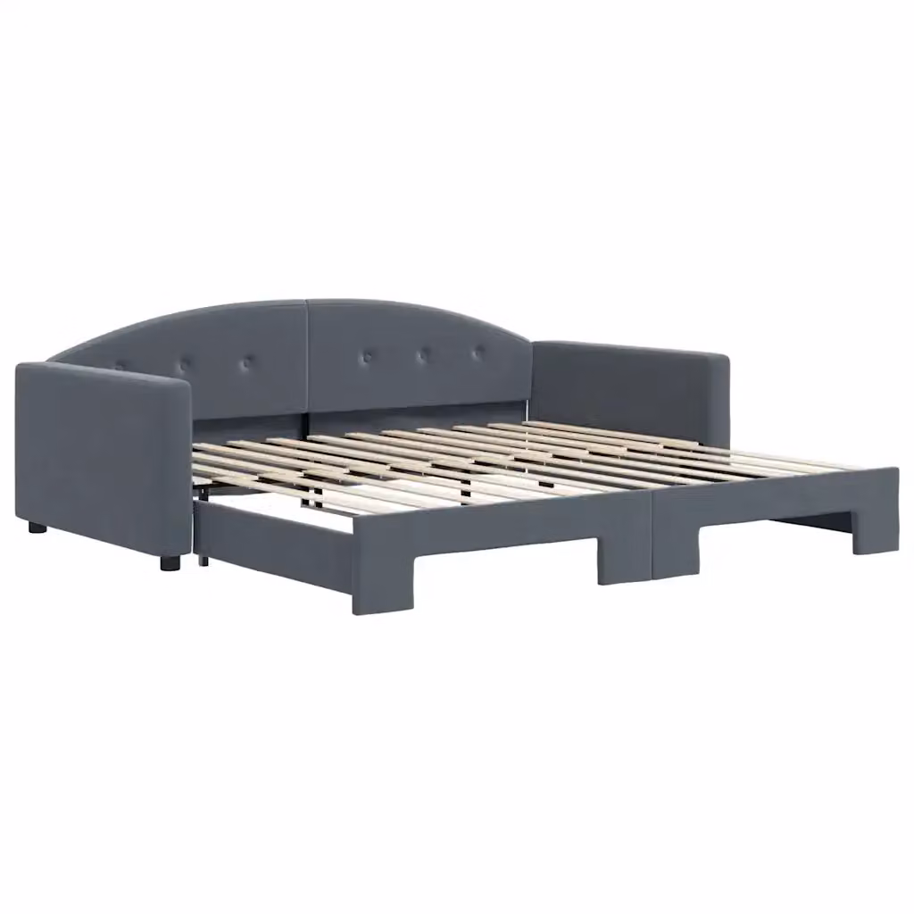 Divano Letto con Letto Estraibile vidaXL in Velluto Grigio per Soggiorno e Camera da Letto L/P/H: 222 x 110 x 75 cm, Letto Estraibile 100 x 200 cm – 2