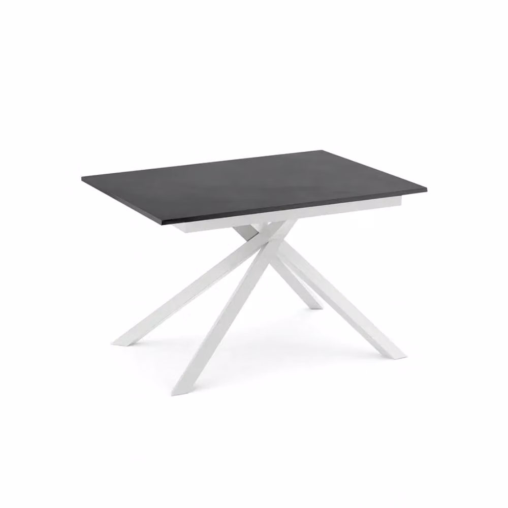 Tavolo da pranzo allungabile Pluto Duzzle effetto cemento grigio e bianco con struttura in metallo L/P: 140-190 x 90 cm – 2