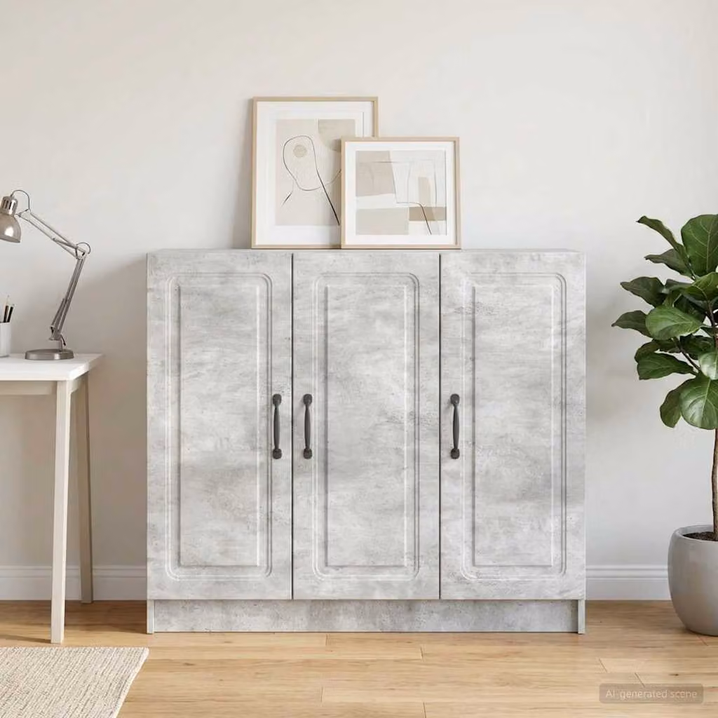 Credenza moderna vidaXL in legno ingegnerizzato e metallo, colore grigio, L 89 x P 34,5 x H 77 cm