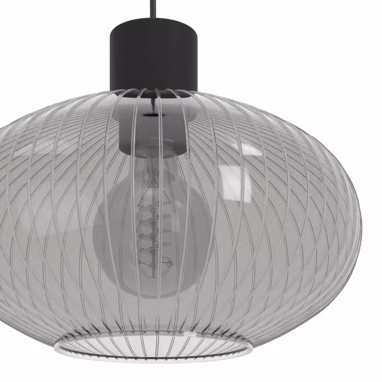 EGLO Lampada a sospensione Dasmina, dimmerabile, Alluminio / Grigio / Zincato, Soggiorno / Sala da pranzo, Vetro, Giovanile, Lampada a sospensione
