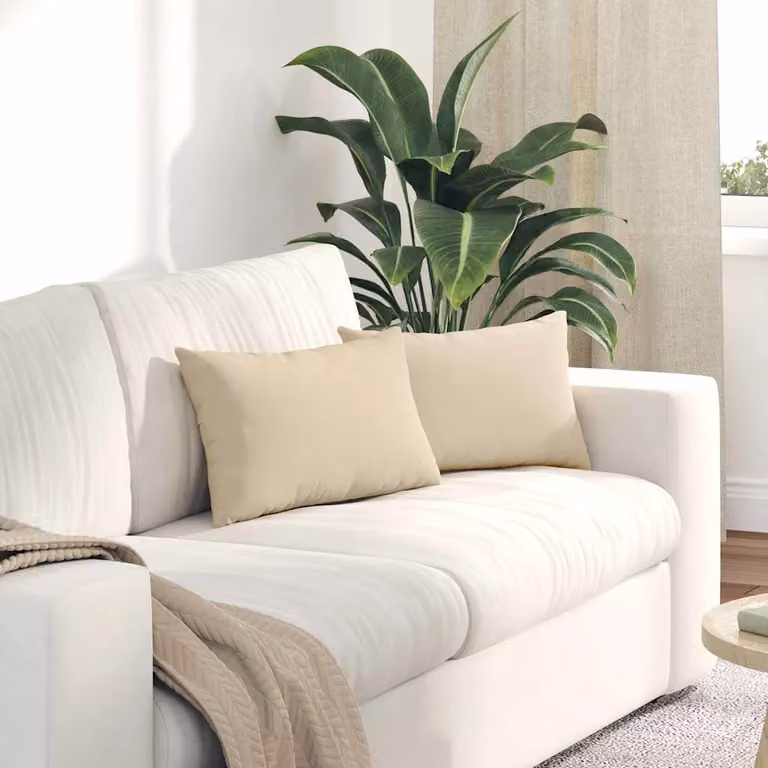 Set di 2 cuscini da divano vidaXL in tessuto beige con rivestimento rimovibile, L 50 cm x P 30 cm x H 18 cm