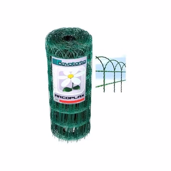 Rete intrecciata Cavatorta Arcoplax in acciaio plastificato verde con bordatura ad archi, H: 0,9 m x L: 25 m – 2