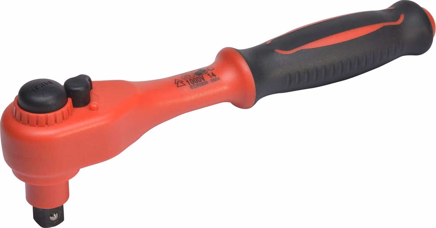 SW-Stahl 05922L Cricchetto reversibile VDE da 3/8 di pollice I Cricchetto isolato fino a 1000 V I Sgancio a pulsante quadrato