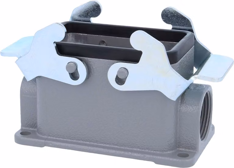 HARTING Han 10B Base bassa, 2xM25 uscita cavo laterale, con 2 staffe trasversali Vite M25 Area di serraggio