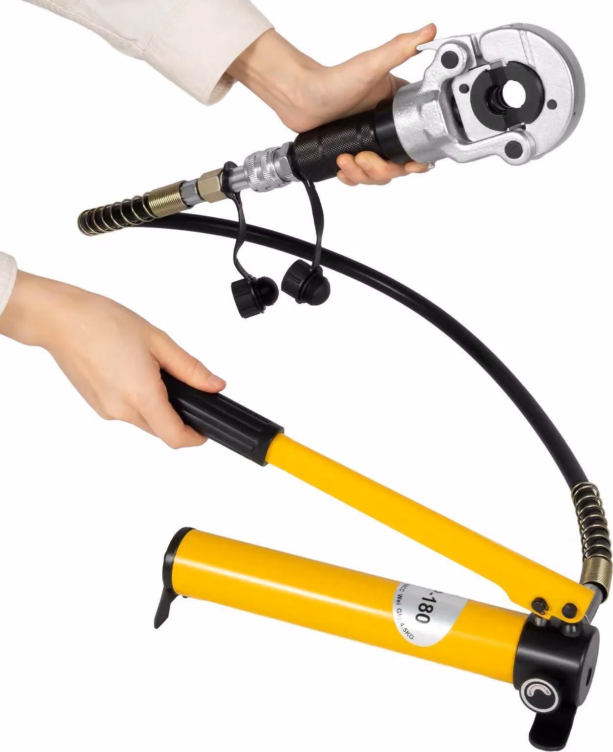 Set di utensili idraulici per crimpare, testa rotante a 360°, 9 matrici intercambiabili, giallo