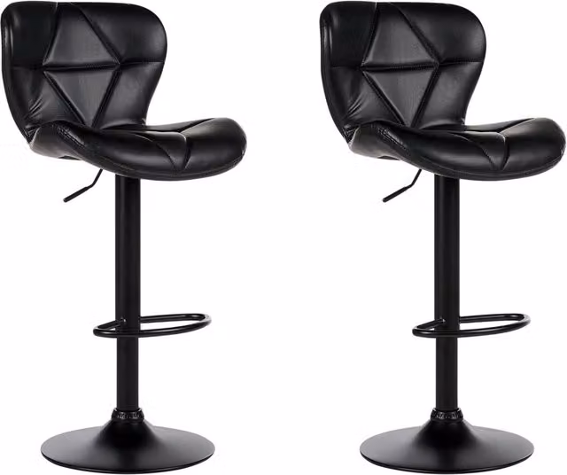 Set di 2 sgabelli in ecopelle nero con altezza regolabile sedia da bar moderna da cucina