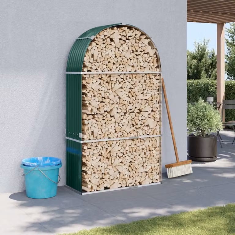 vidaXL Portaceppi in Acciaio Zincato Verde L: 120 cm, P: 45 cm, H: 210 cm