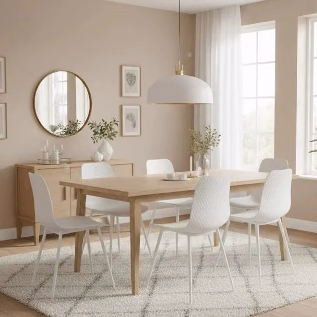 Set di 4 sedie da pranzo in polipropilene bianco Wave con struttura in metallo facili da pulire | Duzzle