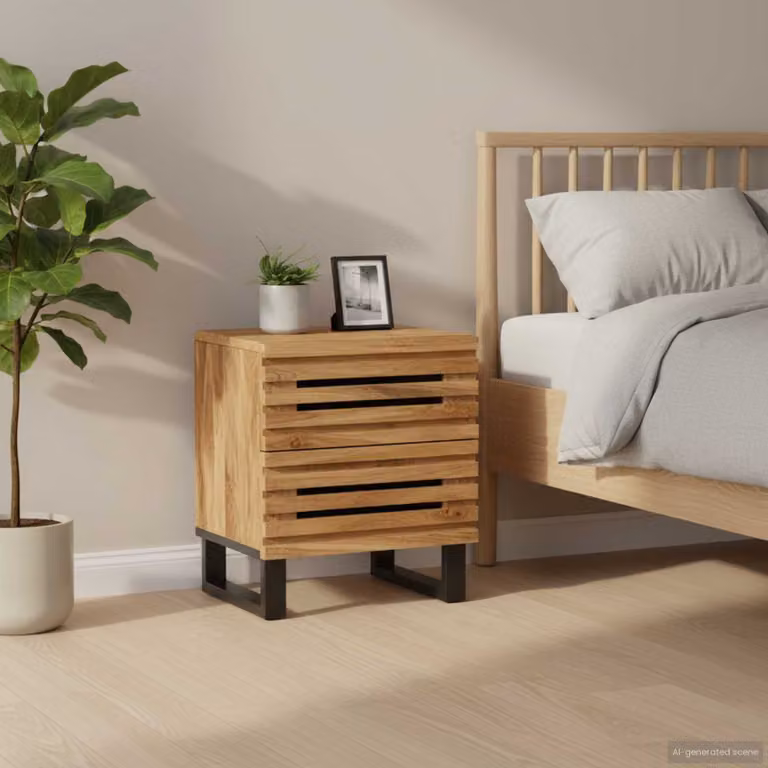 Set di 2 comodini vidaXL in legno di mango marrone L/P/H: 40 x 34 x 46 cm