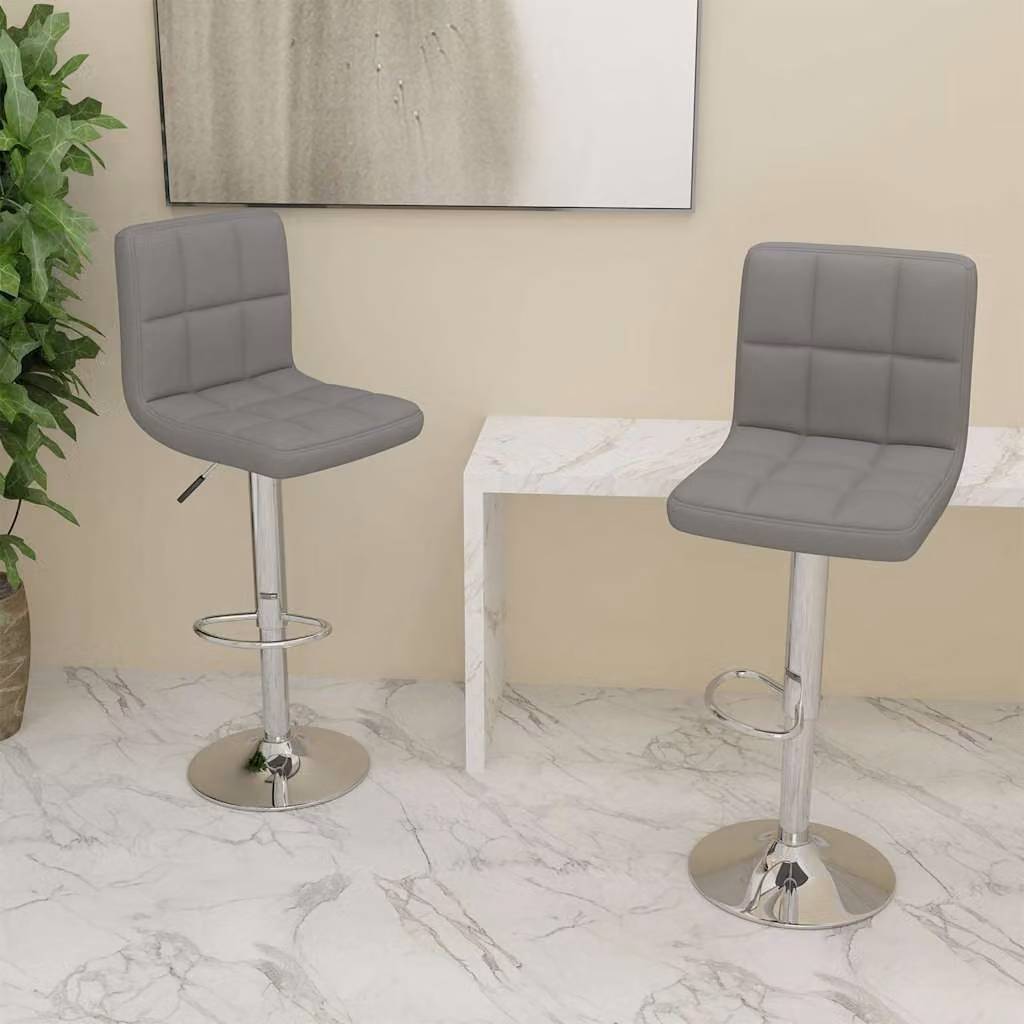 Set di 2 sgabelli da bar vidaXL in tessuto grigio con seduta girevole a 360 gradi e struttura in metallo