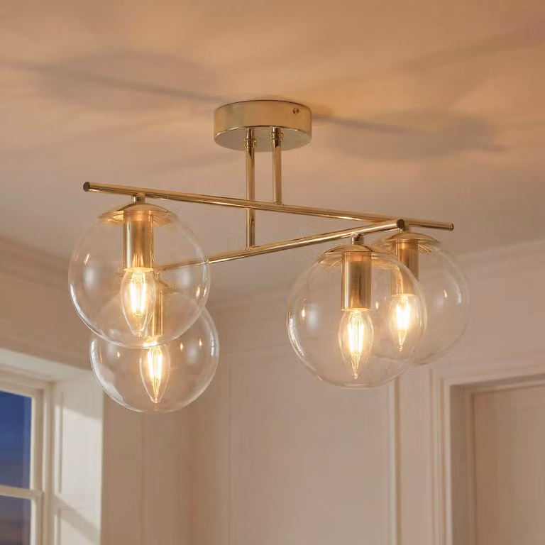 Plafoniera soffitto Zoe Domiluce, dimmerabile, Ottone / Oro, Soggiorno / Sala da pranzo, Metallo, Plafoniera