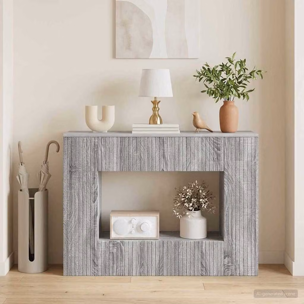 vidaXL Tavolo consolle moderno in legno Sonoma grigio L 101 x P 29 x H 74 cm