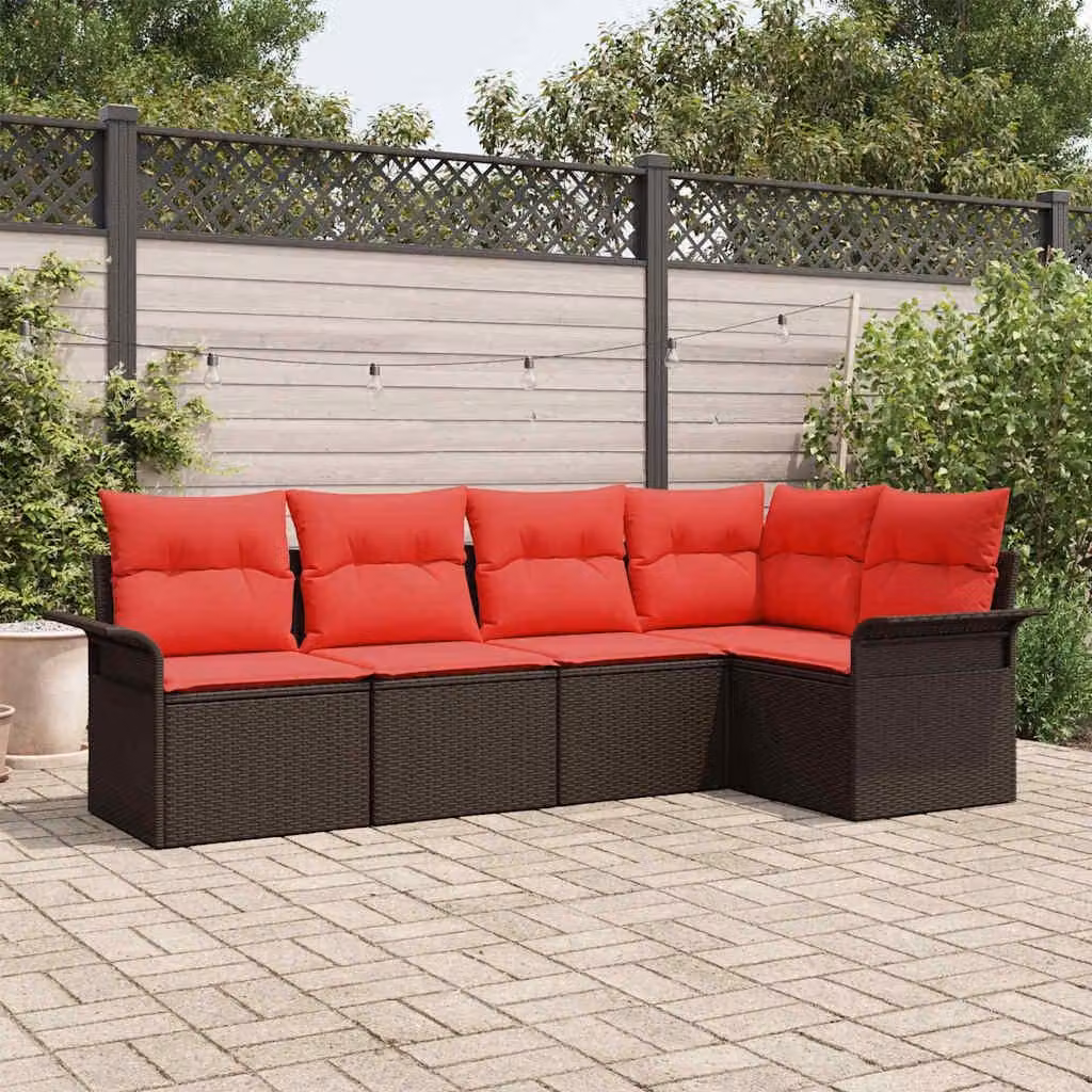Maison Exclusive - Set da giardino composto da 5 pezzi, divano in rattan sintetico marrone