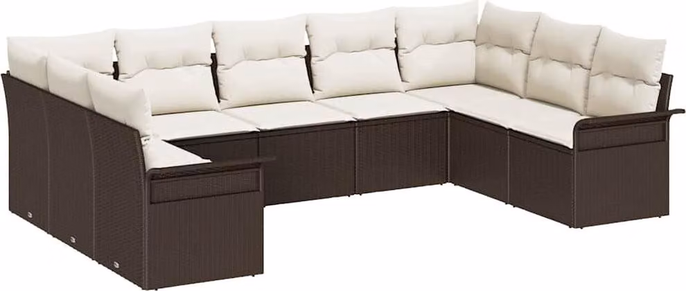 Set Divano da Giardino 9 pcs Marrone polyrattan