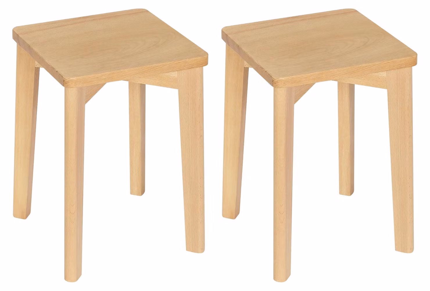 Set di 2 sedie da pranzo - Sedie impilabili in legno - Legno massello - Imbottite - Stile moderno - Legno naturale