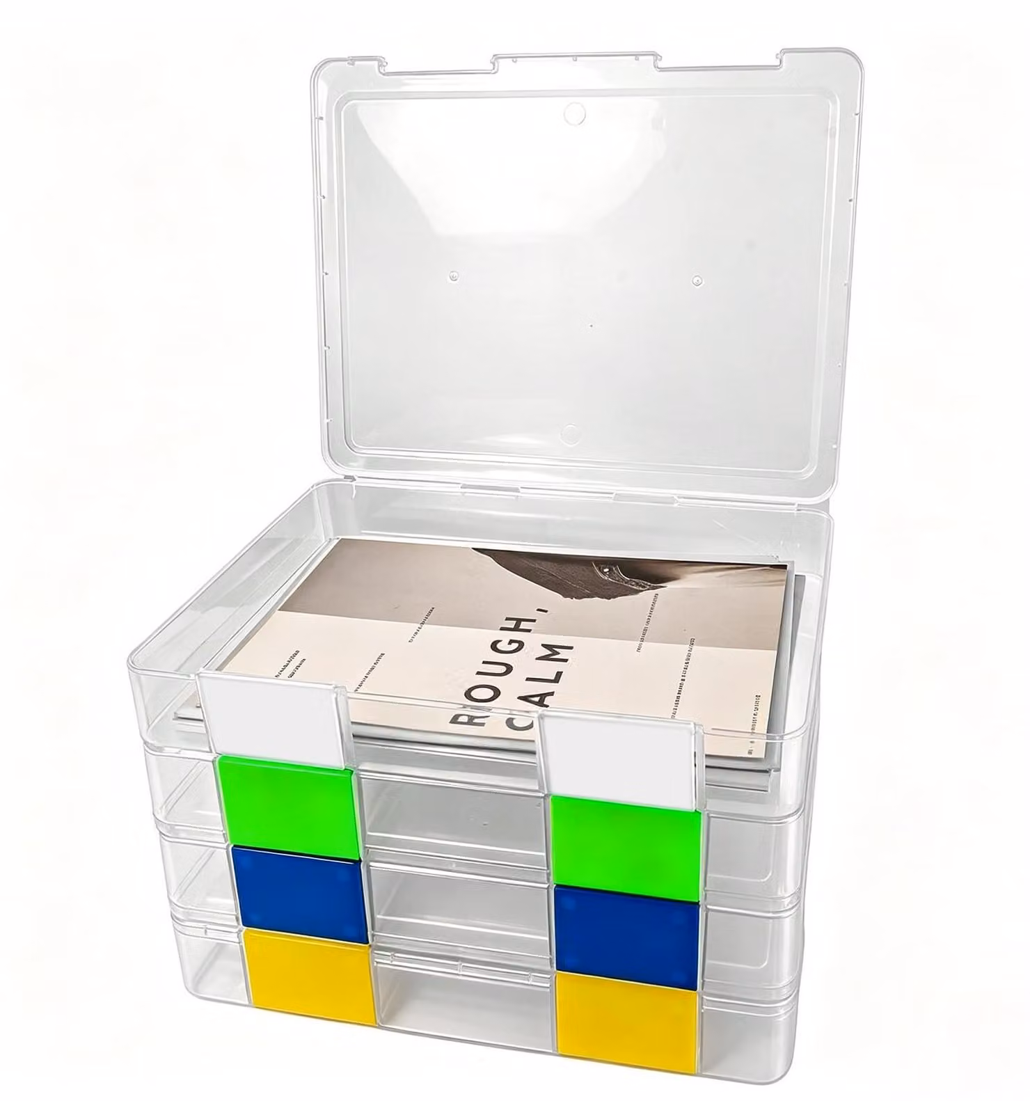 Omgoods - Set di 4 scatole di archiviazione in plastica formato A4, resistenti agli urti