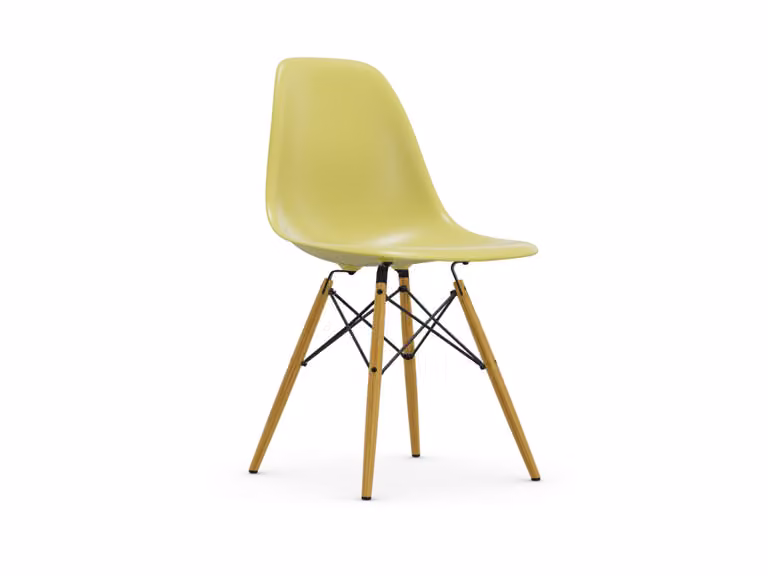Eames Plastic Side Chair RE DSW - Sedia Base Acero Giallo