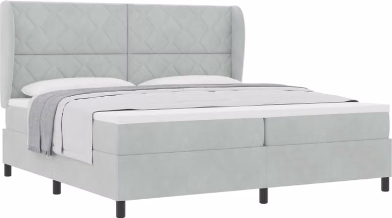 Letto boxspring con materasso Grigio chiaro 200 x 200 cm Poliestere