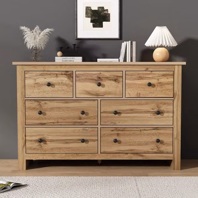 CREDENZA 152x40x89 cm colore legno con 7 cassetti in pannello truciolare