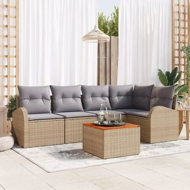 Set Divano da Giardino 6 pz Beige polyrattan 3347581