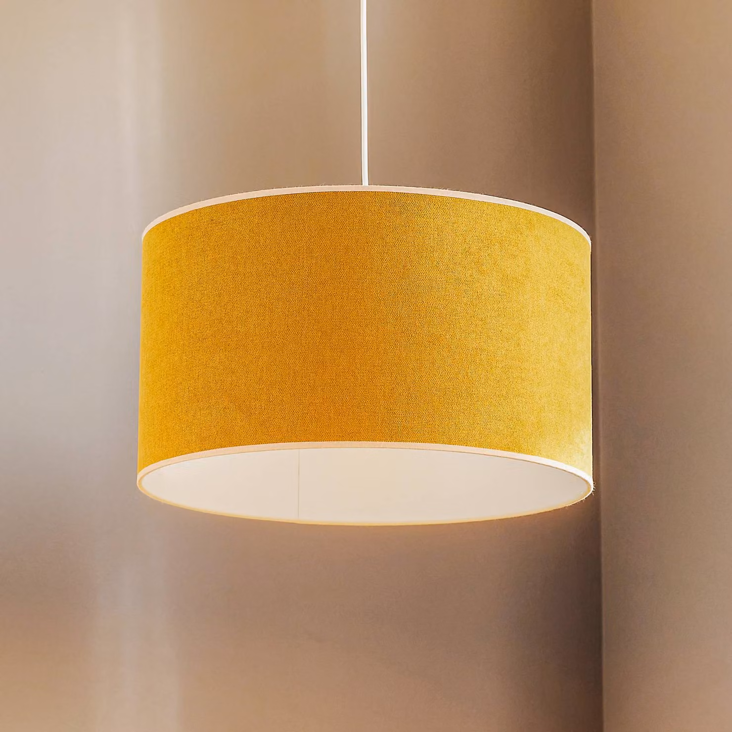 Lampada a sospensione Pastell Roller Duolla, dimmerabile, Giallo / Arancione, Soggiorno / Sala da pranzo, Tessuto / Stoffa / Seta, Giovanile, Lampada a sospensione